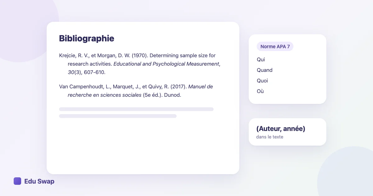 Bibliographie au format APA avec une référence d'article de revue et une référence de livre