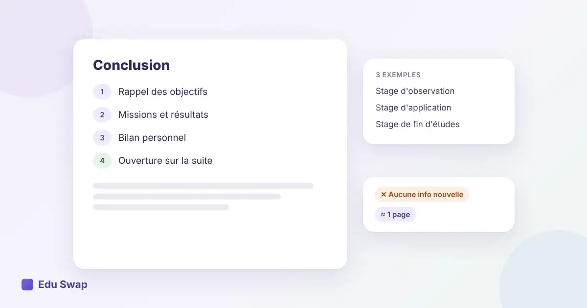 Conclusion de rapport de stage avec le bilan des missions et l'ouverture sur le projet professionnel