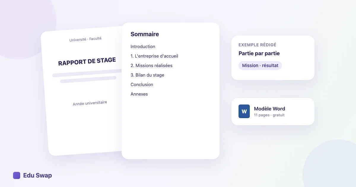Exemple de rapport de stage avec la page de garde, le sommaire et un modèle Word à télécharger