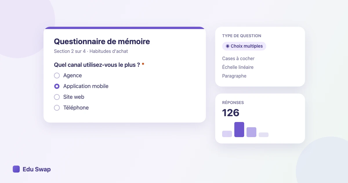 Questionnaire de mémoire sur Google Forms avec une question à choix multiples