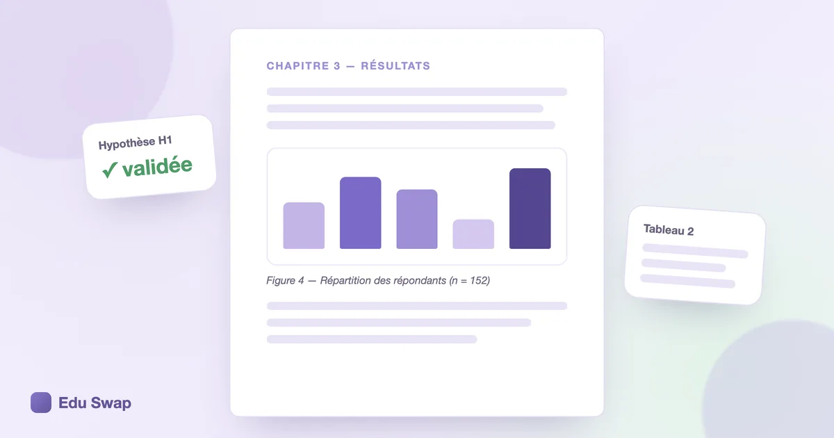 Chapitre des résultats d'un mémoire avec un graphique numéroté, sa légende et une hypothèse validée